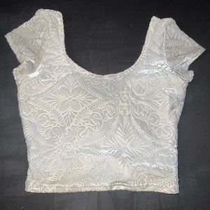 XS White Burned Velvet Crop by Blackmilk Clothing